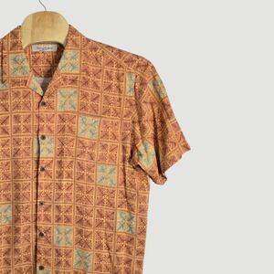 Tommy Bahama Mens Silk Short Sleeve Button Up Shirt XL Tropical Print